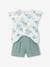 Occasion Wear Outfit: Blouse with Ruffles & Shorts in Cotton Gauze, for Girls printed blue+printed pink 