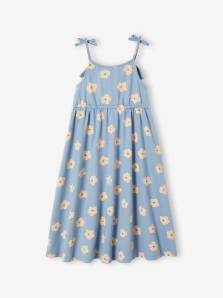 Strappy Midi-Length Dress for Girls blue+ecru+multicoloured+printed white+sky blue 