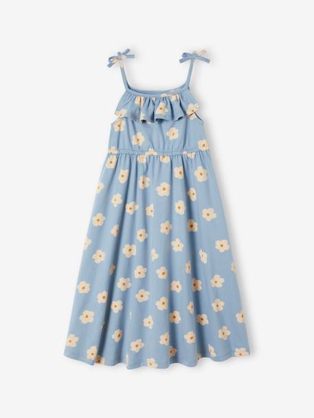 Strappy Midi-Length Dress for Girls blue+ecru+multicoloured+printed white+sky blue 