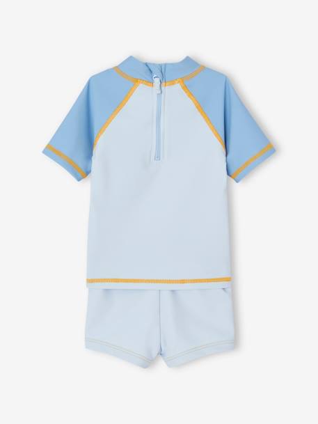 UV Protection Swimwear Combo: T-Shirt + Boxers + Bucket Hat for Baby Boys ocean blue 