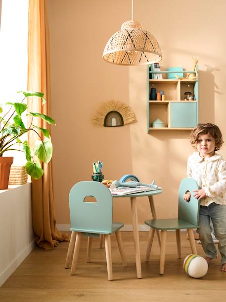 Wooden Chairs & Table Set, Rainbow sage green 