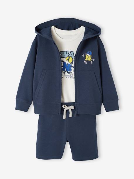 3-Piece Sports Ensemble with Fun Mascot Motif for Boys navy blue 