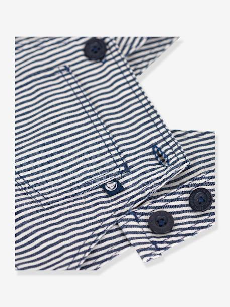 Canvas Dungarees for Babies, by PETIT BATEAU blue 