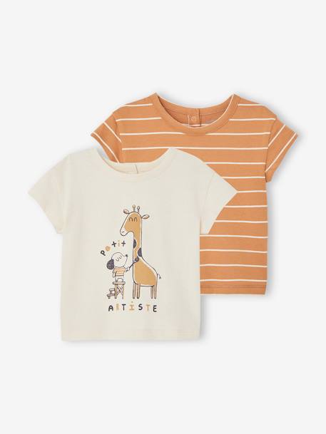 Pack of 2 Basic T-Shirts for Babies caramel 