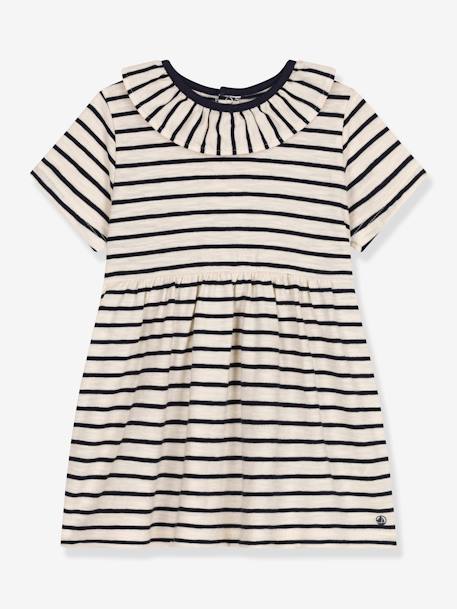 Striped Dress for Babies by PETIT BATEAU marl beige 