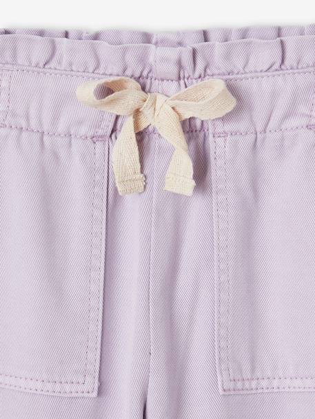 Fluid Paperbag-Style Trousers for Girls coral+lavender 