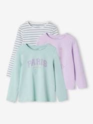 Girls-Tops-T-Shirts-Pack of 3 Long Sleeve Tops for Girls