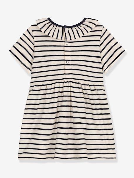 Striped Dress for Babies by PETIT BATEAU marl beige 