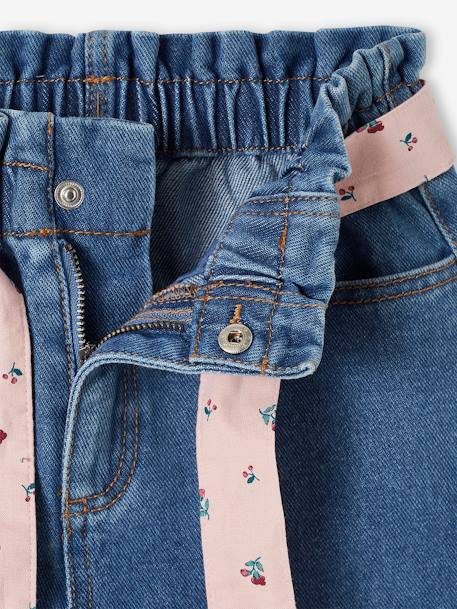 Denim Paperbag Bermuda Shorts for Girls stone 