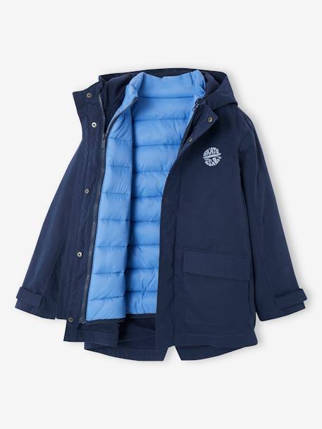 3-in-1 Parka with Detachable Bodywarmer, Midseason, for Boys navy blue+sage green 