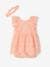 Occasion Wear Outfit for Babies: Dress, Bloomer Shorts & Hairband coral+White 