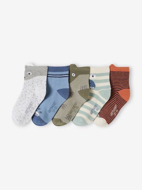 Pack of 5 Pairs of Animals Socks for Boys lichen 