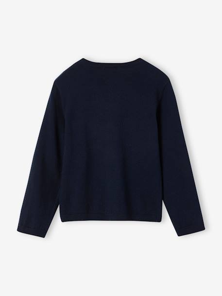Fine Knit Basics Cardigan for Girls almond green+marl grey+navy blue+peach+vanilla 