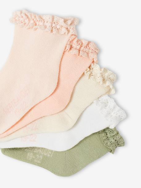 Pack of 5 Pairs of Socks for Baby Girls clay beige+peach 