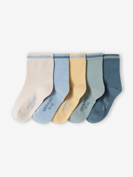Pack of 5 Pairs of Colourful Socks for Baby Boys grey blue+ink blue 