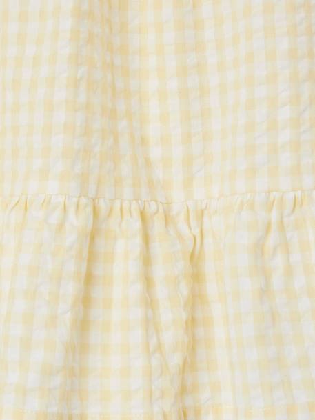 Gingham Skirt with Ruffle for Girls pale yellow 