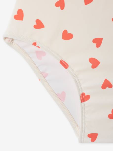 Set of 2 Hearts Swimsuits for Girls coral 