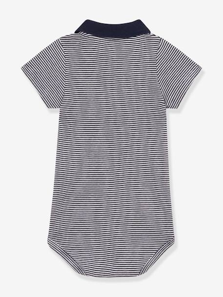 Short Sleeve Bodysuit with Polo Collar, by PETIT BATEAU blue 