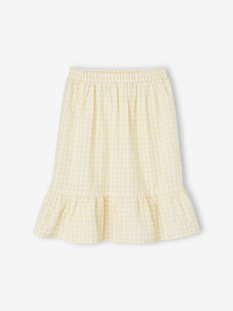 Gingham Skirt with Ruffle for Girls pale yellow 