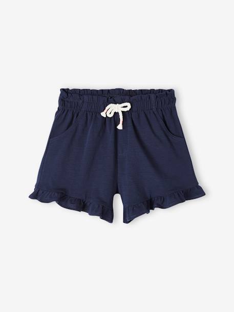 Shorts with Ruffles for Girls blue+ecru+navy blue 