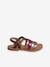 Leather Sandals with Straps, for Girls Bright Yellow+set brown 