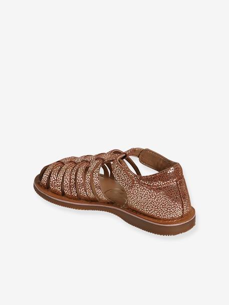 Closed Leather Sandals for Children, Designed for Autonomy ochre 