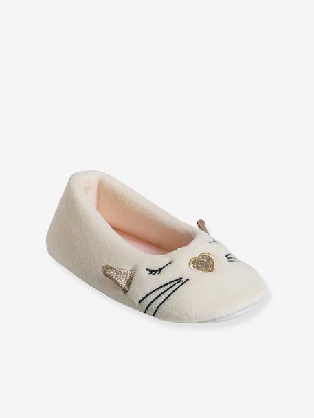 Ballet Pump Slippers with Velour Interior for Children ecru 