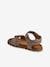 Hook-&-Loop Leather Sandals for Children navy blue+sandy beige 