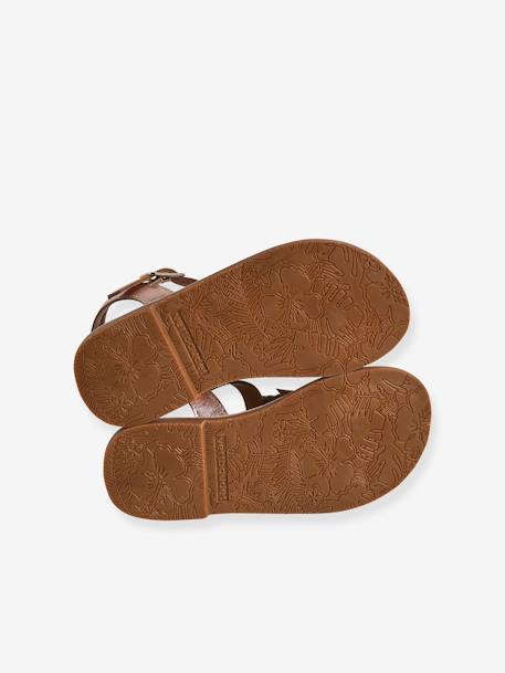 Hook-&-Loop Leather Sandals for Children, Designed for Autonomy gold 