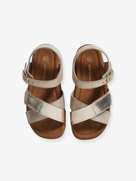 Open Leather Sandals for Children gold 