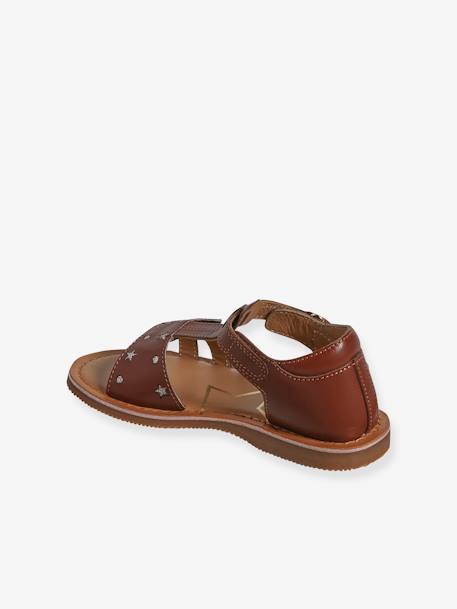 Hook-and-Loop Leather Sandals for Children, Designed for Autonomy brown 