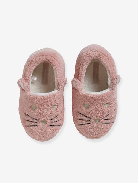 Plush Cat Slippers for Children rose 