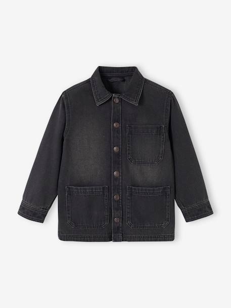 Worker-Style Denim Shacket for Boys denim grey 