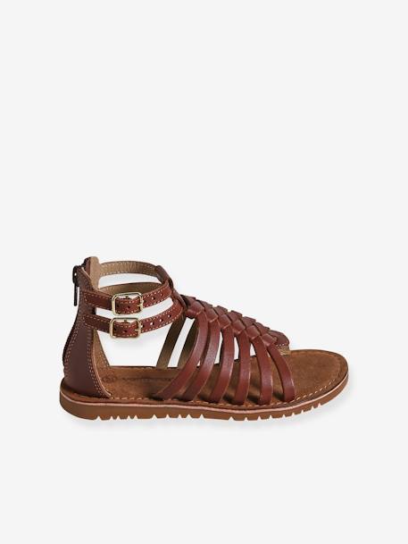 Spartan Style Leather Sandals for Children brown 