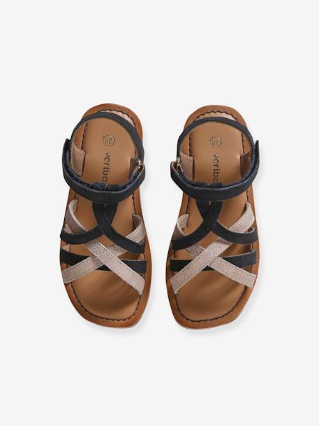 Hook-and-Loop Leather Sandals for Children set blue 