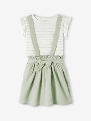 Striped T-Shirt + Cotton Gauze Skirt Outfit, for Girls