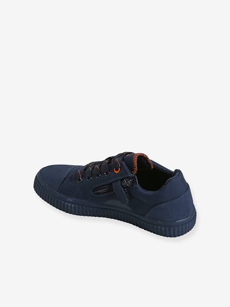 Fabric Trainers with Laces & Zip, for Children navy blue 