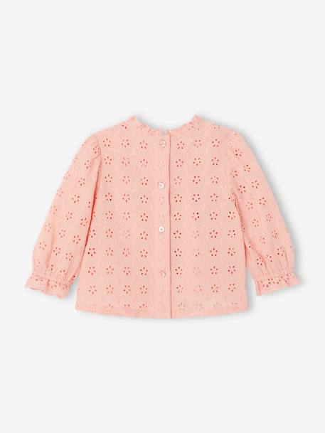 Blouse in Broderie Anglaise for Babies pale pink+white 