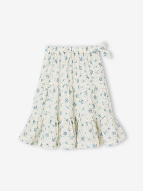 Frilly Skirt in Cotton Gauze for Girls, Mid-Length ecru 