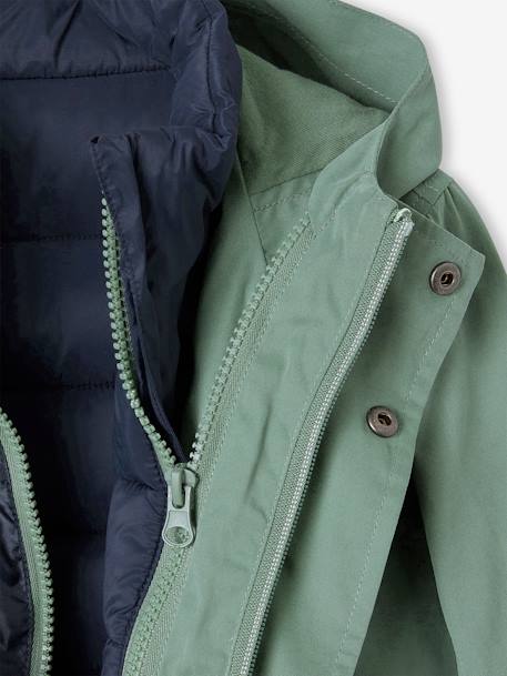 3-in-1 Parka with Detachable Bodywarmer, Midseason, for Boys navy blue+sage green 