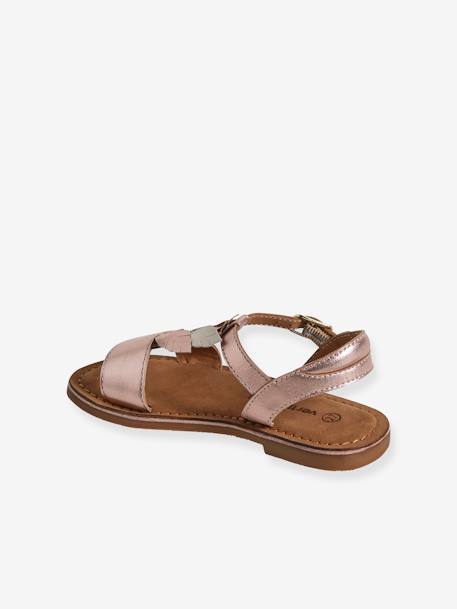 Hook-&-Loop Leather Sandals for Children, Designed for Autonomy gold 