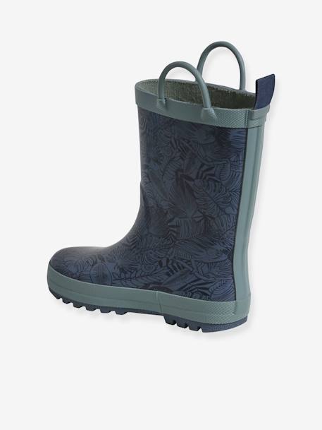 Natural Rubber Wellies for Children, Designed for Autonomy printed blue 