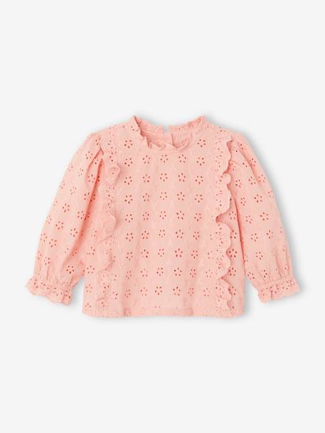 Blouse in Broderie Anglaise for Babies pale pink+white 