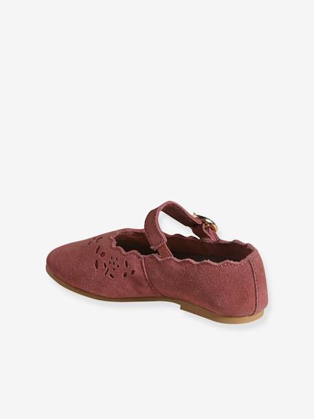 Leather Ballerina Pumps for Girls, Designed for Autonomy brown+old rose 