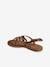 Junior Leather Sandals with Crossover Straps printed brown 