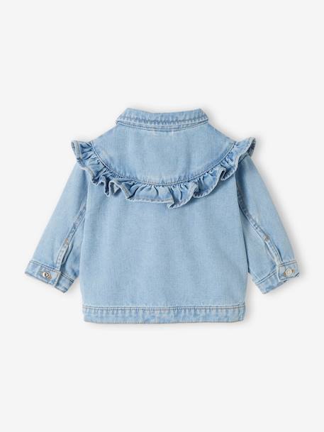 Denim Jacket with Ruffles for Babies bleached denim 