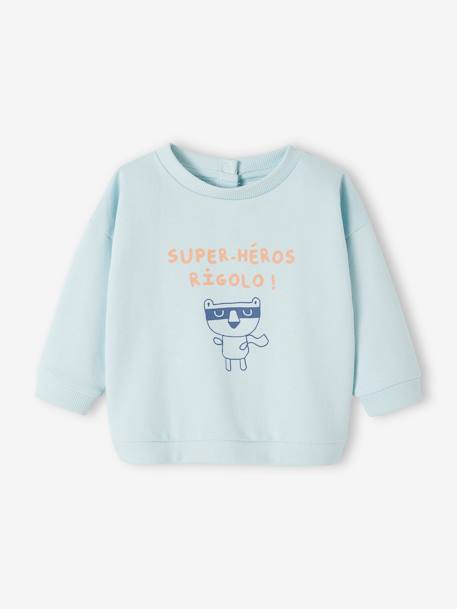 Round-Neck Sweatshirt for Babies pecan nut+sky blue 