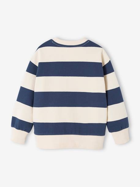 Sweatshirt with Wide Stripes & Bouclé Badge for Boys apricot+night blue 