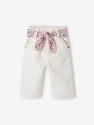 -Paperbag Trousers with Tie Belt, for Babies
