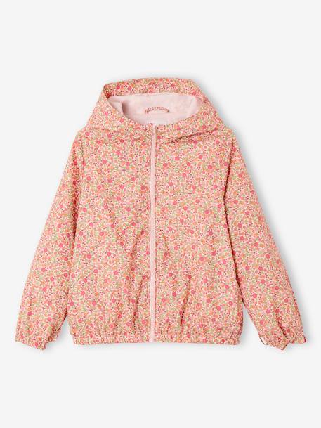 3-in-1 Hooded Parks & Floral Removable Windcheater for Girls khaki+rose 